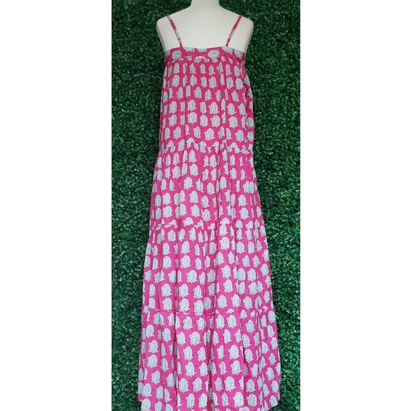 81. SZ Blockprints™ X J.Crew tie-front tiered maxi dress in bright-pink paisley - Picture 9 of 13